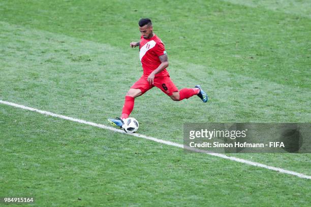 Miguel Trauco of Peru controls the ball during the 2018 FIFA World Cup Russia group C match between Australia and Peru at Fisht Stadium on June 26,...