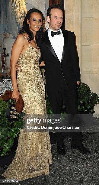 Actor Vincent Perez and Carine Silla attend the Ralph Lauren dinner to celebrate a flagship store opening at Boulevard St Germain on April 14, 2010...