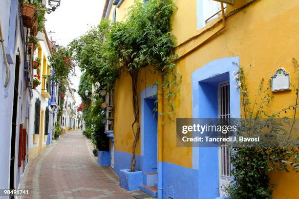 spanish street - marbella stock pictures, royalty-free photos & images
