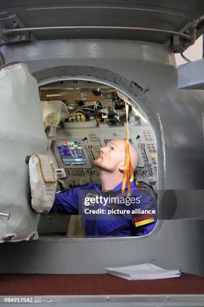 German astronaut Alexander Gerst prepares for a training session at the Yuri-Gagarin-Astronaut-Training-Centre in Moscow, Russia, 19 January 2018....