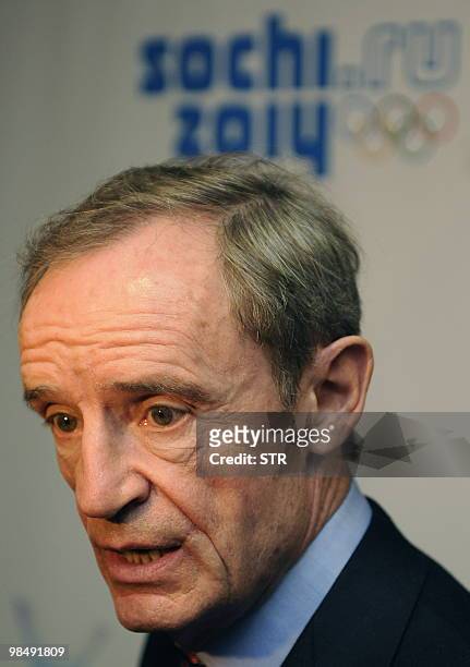 French skiing legend and head of the IOC Coordination Commission for the Sochi Games, Jean-Claude Killy leaves a press conference in Krasnaya...