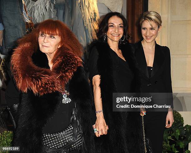 Sonia Rykiel, Nathalie Rykiel and guest attend the Ralph Lauren dinner to celebrate a flagship store opening at Boulevard St Germain on April 14,...