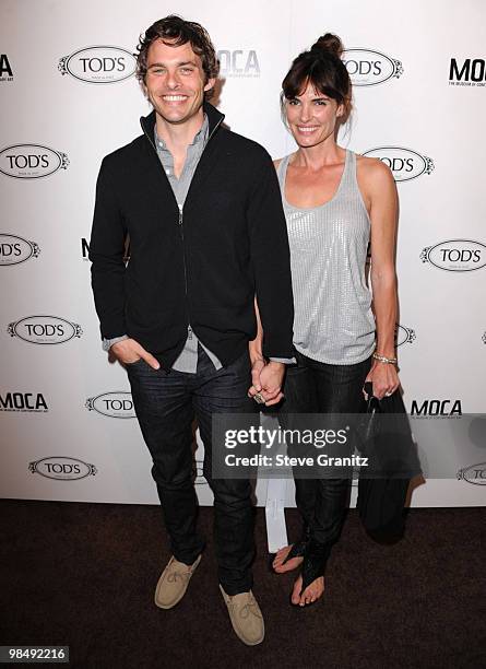 James Marsden and Lisa Linde attends the Tod's Beverly Hills Reopening To Benefit MOCA at Tod's Boutique on April 15, 2010 in Beverly Hills,...