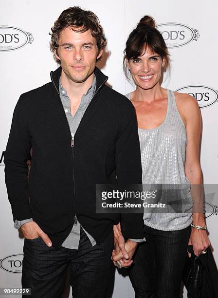 James Marsden and Lisa Linde attends the Tod's Beverly Hills Reopening To Benefit MOCA at Tod's Boutique on April 15, 2010 in Beverly Hills,...