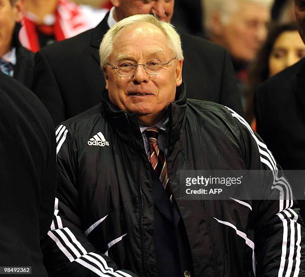 Liverpool's USA co-owner George Gillett looks on before their UEFA Champions League group E football match against Lyon at Anfield, Liverpool,...