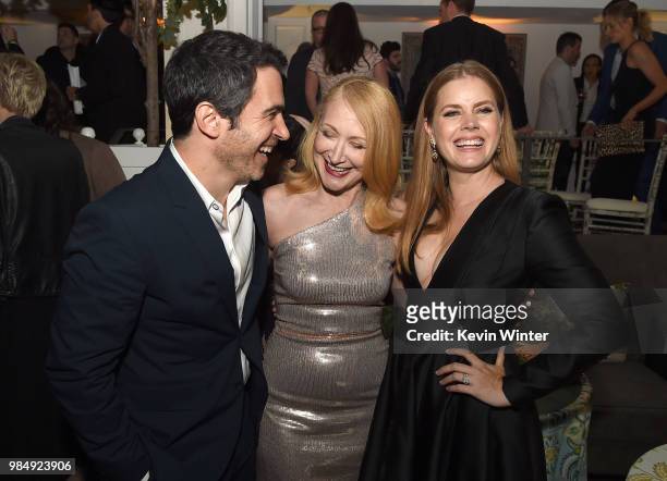 Actors Chris Messina, Patricia Clarkson and Amy Adams pose at the after party for the premiere of HBO's "Sharp Objects" at the Boulevard3 on June 26,...
