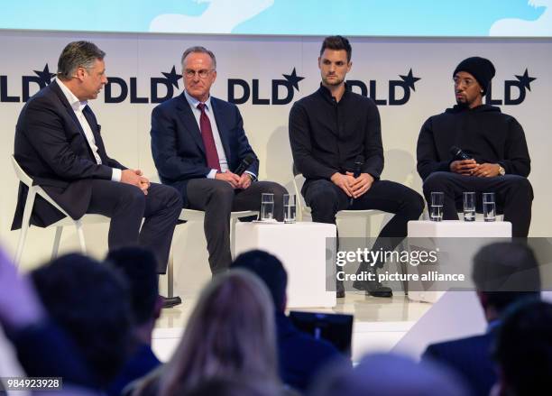 Stefan Mennerich, director New Media, Media Law and IT at FC Bayern Munich , Karl-Heinz Rummenigge, CEO of FC Bayern Munich, Sven Ulreich, goalkeeper...