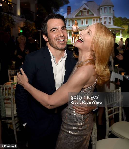 Actors Chris Messina and Patricia Clarkson pose at the after party for the premiere of HBO's "Sharp Objects" at the Boulevard3 on June 26, 2018 in...