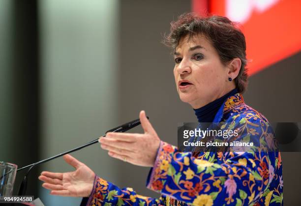 Christiana Figueres, former General secretary of the United Nations Framework Convention on Climate Change, speaks during the innovation conference...
