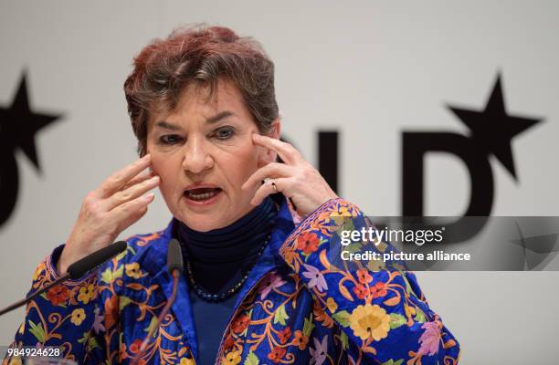 Christiana Figueres, former General secretary of the United Nations Framework Convention on Climate Change, speaks during the innovation conference...
