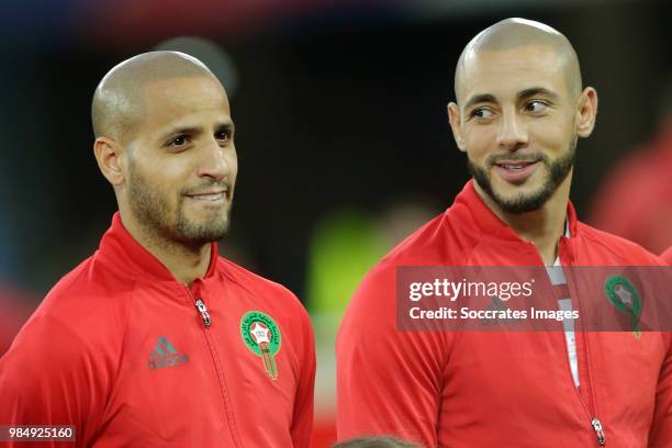 Karim El Ahmadi of Morocco , Nordin Amrabat of Morocco during the World Cup match between Spain v Morocco at the Kaliningrad Stadium on June 25, 2018...