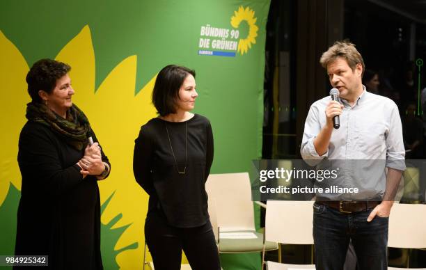 Anja Piel , Annalena Baerbock and Schleswig-Holstein's Minister for the Environment Robert Habeck , the candidates, who apply for the chairmanship of...