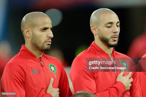 Karim El Ahmadi of Morocco , Nordin Amrabat of Morocco during the World Cup match between Spain v Morocco at the Kaliningrad Stadium on June 25, 2018...