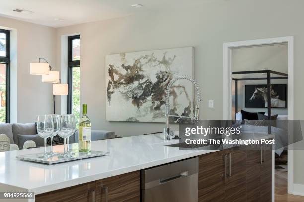 Kitchen Island in model unit 101 at Stone Hill on June 12, 2018 in Washington DC.