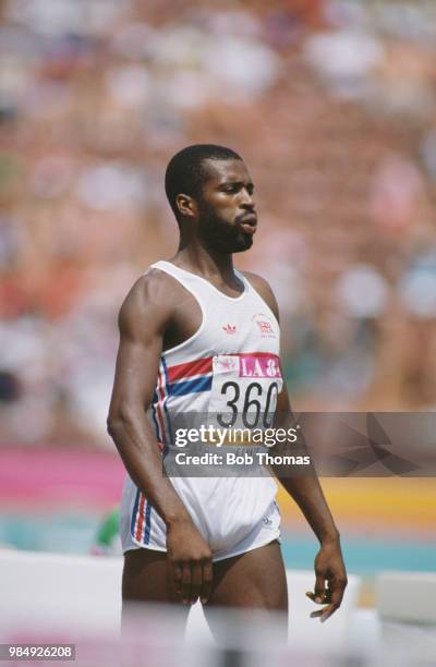 British athlete Keith Connor of the Great Britain team competes to finish in third place to win the bronze medal in the Men's triple jump event...