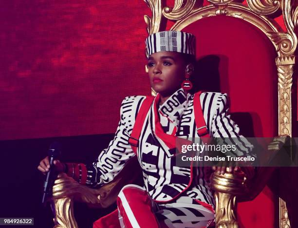 Singer/songwriter Janelle Monae performs during her Dirty Computer Tour at The Pearl concert theater at Palms Casino Resort on June 26, 2018 in Las...