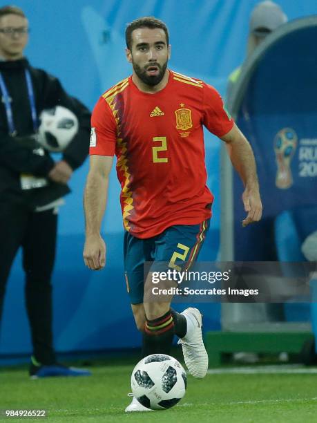 Dani Carvajal of Spain during the World Cup match between Spain v Morocco at the Kaliningrad Stadium on June 25, 2018 in Kaliningrad Russia