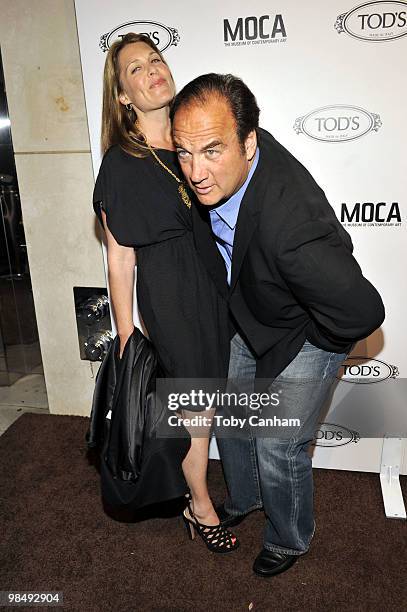 Jenny and Jim Belushi pose for a picture at Diego Della Valle's Celebration of Tod's Boutique and MOCA's Jeffrey Deitch on April 15, 2010 in Beverly...
