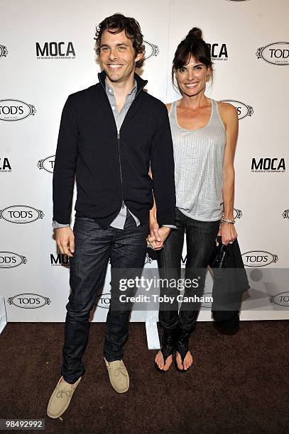 James Marsden and Lisa Lindey poses for a picture at Diego Della Valle's Celebration of Tod's Boutique and MOCA's Jeffrey Deitch on April 15, 2010 in...