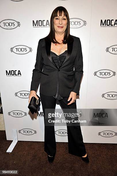 Anjelica Huston poses for a picture at Diego Della Valle's Celebration of Tod's Boutique and MOCA's Jeffrey Deitch on April 15, 2010 in Beverly...
