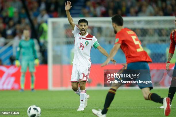 Mbark Boussoufa of Morocco during the World Cup match between Spain v Morocco at the Kaliningrad Stadium on June 25, 2018 in Kaliningrad Russia