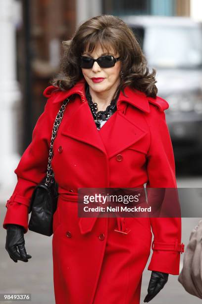Joan Collins attends the funeral of Christopher Cazenove at The Actors Church, Covent Garden on April 16, 2010 in London, England.