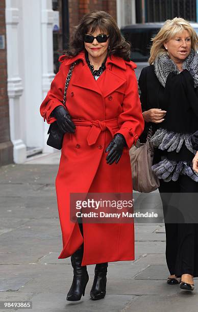 Joan Collins attends the funeral of Christopher Cazenove held at St Paul's Church in Covent Garden on April 16, 2010 in London, England.