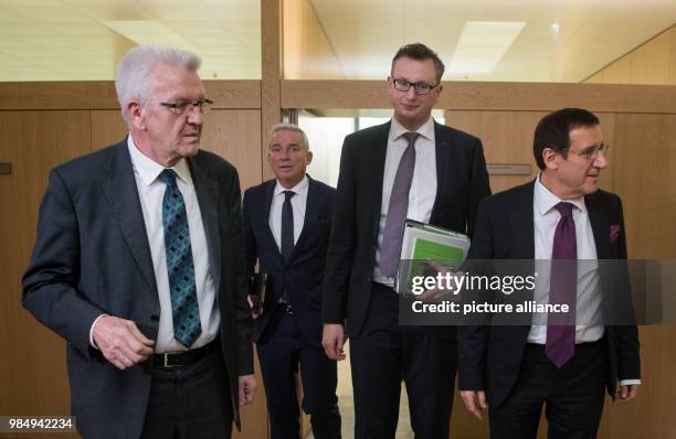 Winfried Kretschmann , Premier of the state of Baden-Wuerttemberg, Thomas Strobl , Minister of the Interior of the state of Baden-Wuerttemberg,...