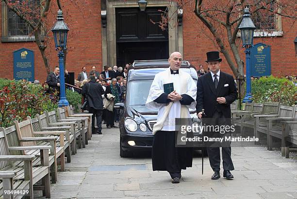 General view of the funeral of Christopher Cazenove held at St Paul's Church in Covent Garden on April 16, 2010 in London, England.