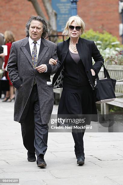 Joanna Lumley attends the funeral of Christopher Cazenove at The Actors Church, Covent Garden on April 16, 2010 in London, England.