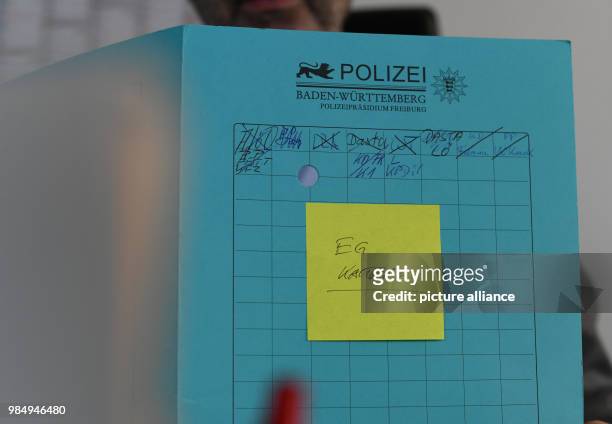 Peter Egetemaier, head of the Freiburg Criminal Investigation Department, reads a record of the investigation team 'Kamera' in Freiburg, Germany, 22...