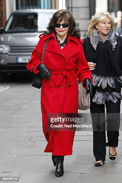 Joan Collins attends the funeral of Christopher Cazenove at St Paul's Church - Actor's Church, Covent Garden on April 16, 2010 in London, England.