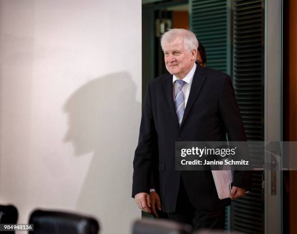 German Interior Minister Horst Seehofer arrives for the Weekly Government Cabinet Meeting on June 27, 2018 in Berlin, Germany.