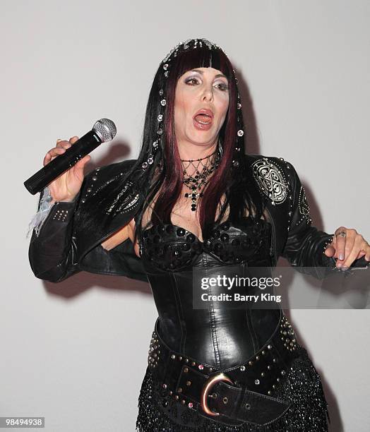 Cher impersonator Lissa Negrin performs at "Celebrate 5 Decades Of Music" Benefit For The Homeless For "Out 2 Connect" with Gay & Lesbian Center at...