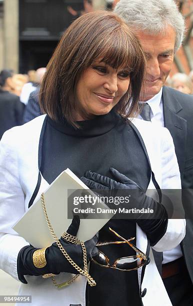 Stephanie Beacham attends the funeral of Christopher Cazenove held at St Paul's Church in Covent Garden on April 16, 2010 in London, England.