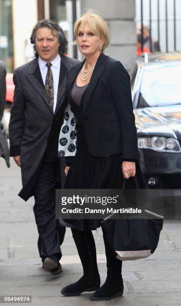 Joanna Lumley attends the funeral of Christopher Cazenove held at St Paul's Church in Covent Garden on April 16, 2010 in London, England.
