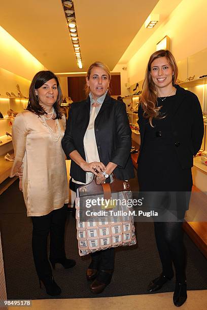 Angelica Visconti Ferragamo, Patricia Urquiola and Giulia Molteni attend "Design Details" by Molteni & C and Salvatore Ferragamo on April 15, 2010 in...