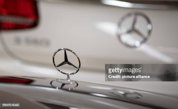 Two Mercedes-Benz S-Class autos photographed next to each other in the End-of-Line station of the Mercedes-Benz factory in Sindelfingen, Germany, 24...