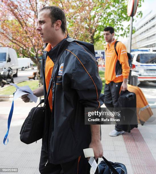 Marko Marinovic, #14 of Power Electronics Valencia arrives at the Silken Hotel before Eurocup Final 2010 on April 16, 2010 in Vitoria-Gasteiz, Spain.