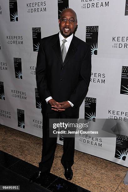 Pastor Rafeal Warnot poses for a photo on the red carpet at the 12th annual Keepers Of The Dream Awards at the Sheraton New York Hotel & Towers on...