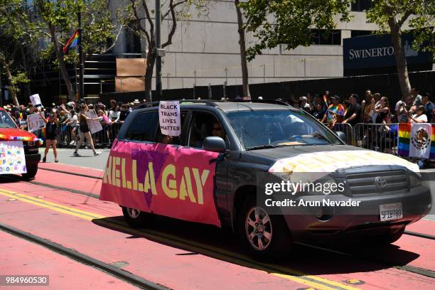 Hella Gay contingent walks during the 2018 San Francisco Pride Parade on June 24, 2018 in San Francisco, California.