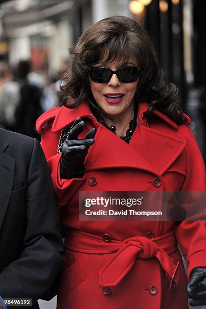 Joan Collins Attending the Funeral of Christopher Cazanove on April 16, 2010 in London, England.