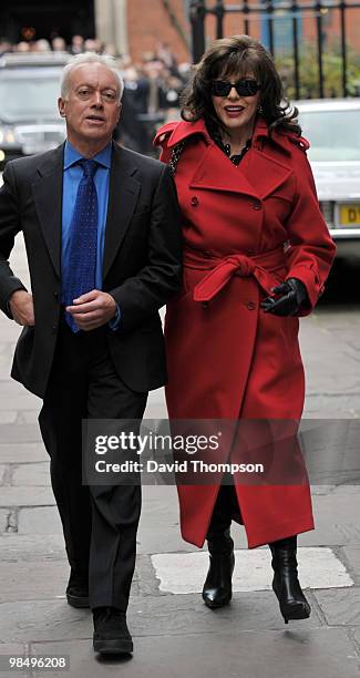 Joan Collins Attending the Funeral of Christopher Cazanove on April 16, 2010 in London, England.