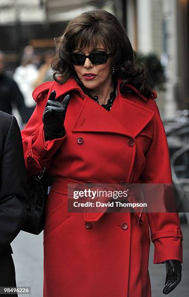 Joan Collins Attending the Funeral of Christopher Cazanove on April 16, 2010 in London, England.