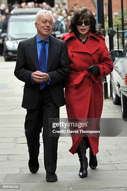 Joan Collins Attending the Funeral of Christopher Cazanove on April 16, 2010 in London, England.