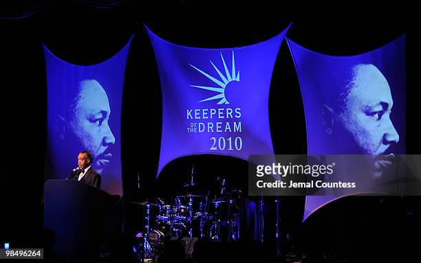 Reverend Al Sharpton speaks during the 12th annual Keepers Of The Dream Awards at the Sheraton New York Hotel & Towers on April 15, 2010 in New York...