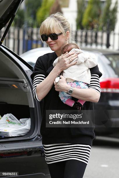 Sara Cox Sighted with her new baby Renee on April 16, 2010 in London, England.