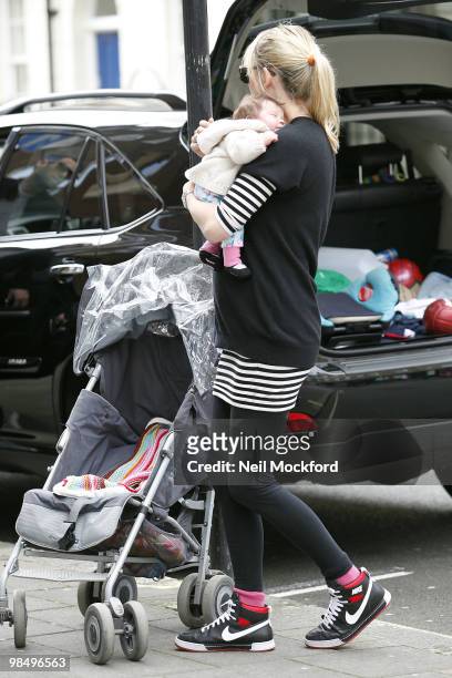 Sara Cox Sighted with her new baby Renee on April 16, 2010 in London, England.