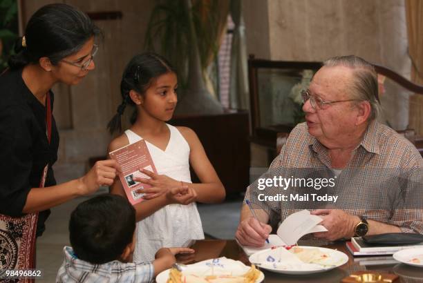 Famous author Ruskin Bond during the literary festival Doon Readings-Mountain Echoes From The Himalayas in Dehradun on April 3, 2010.