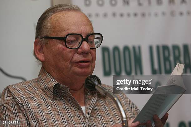 Famous author Ruskin Bond during the literary festival Doon Readings-Mountain Echoes From The Himalayas in Dehradun on April 3, 2010.